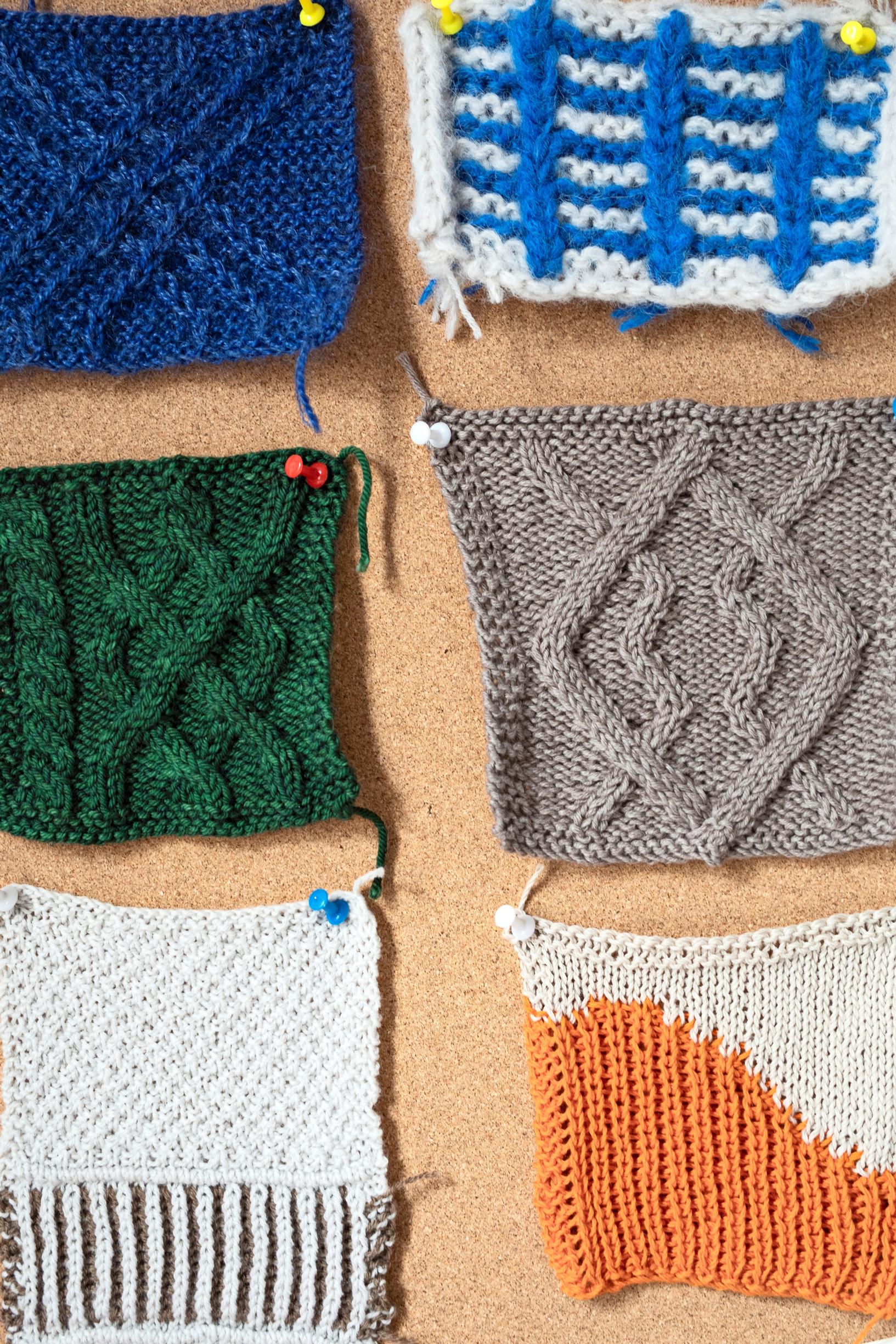 Swatches knitted by Joona Höri.