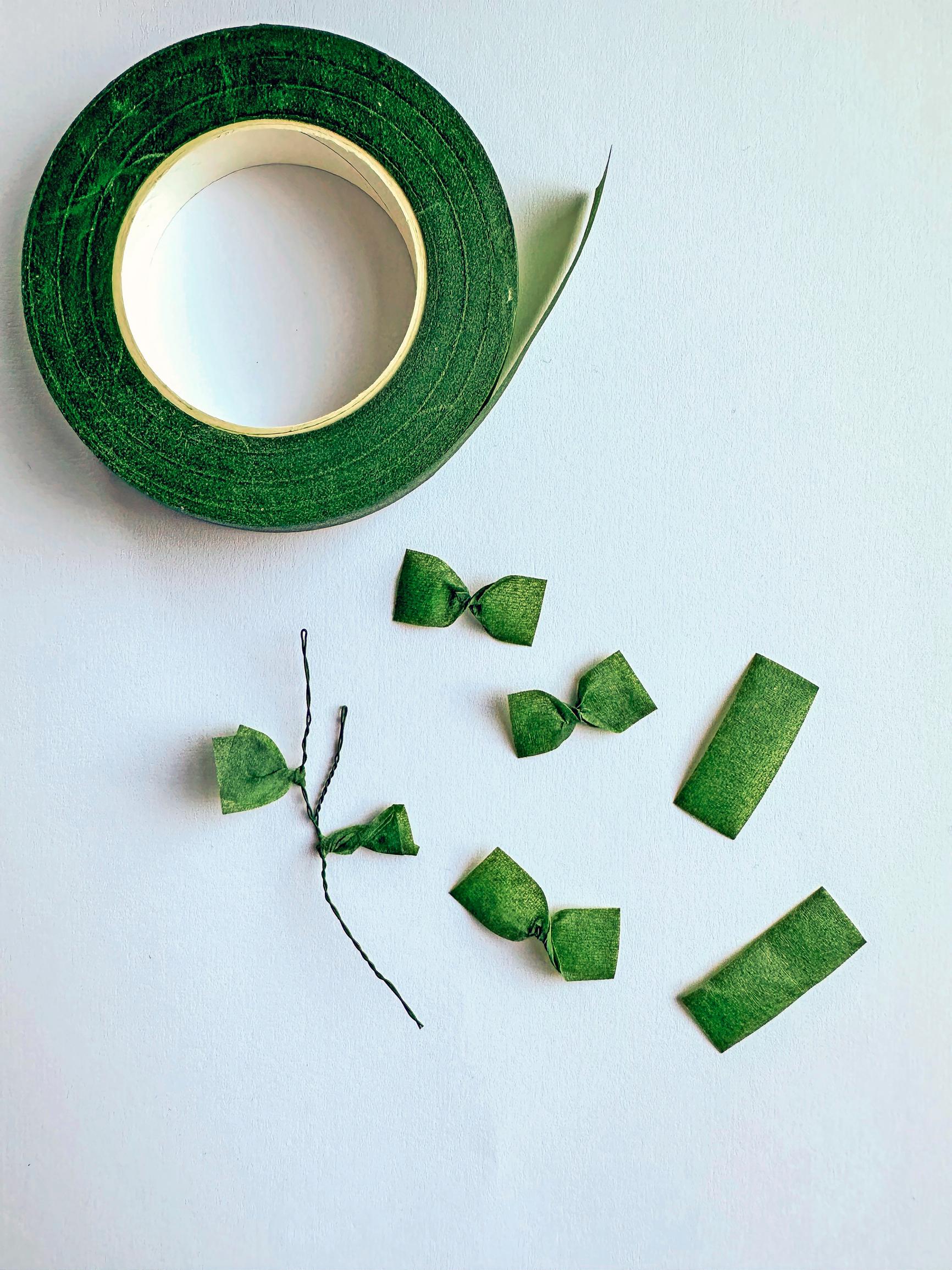 Origami olive branch made from wire and floral tape