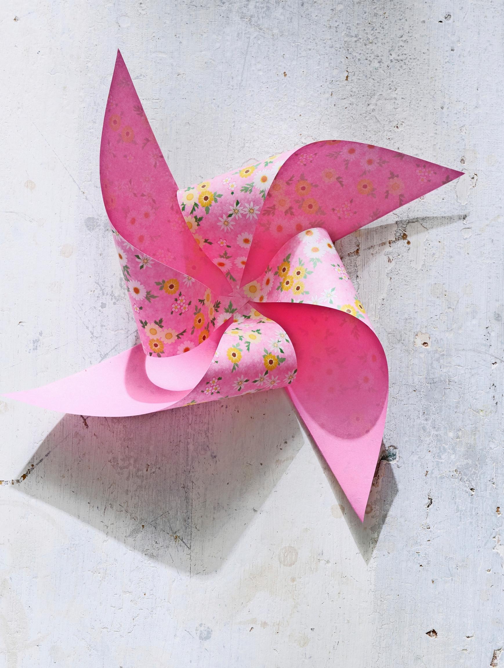 A pinwheel folded from paper