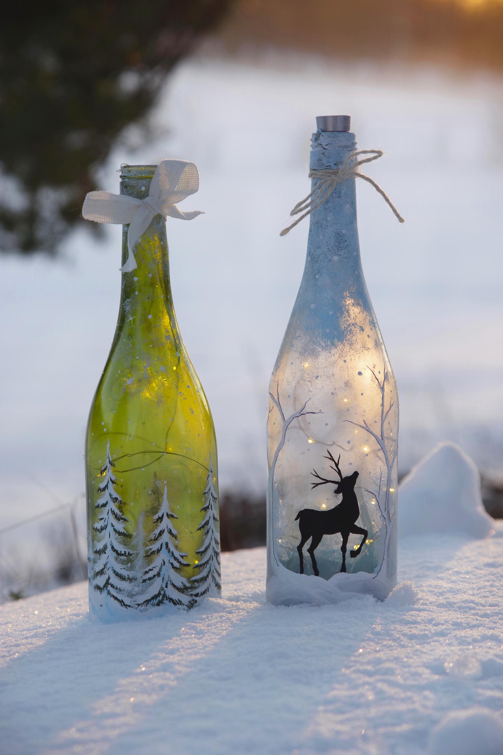 Painted light-up bottles