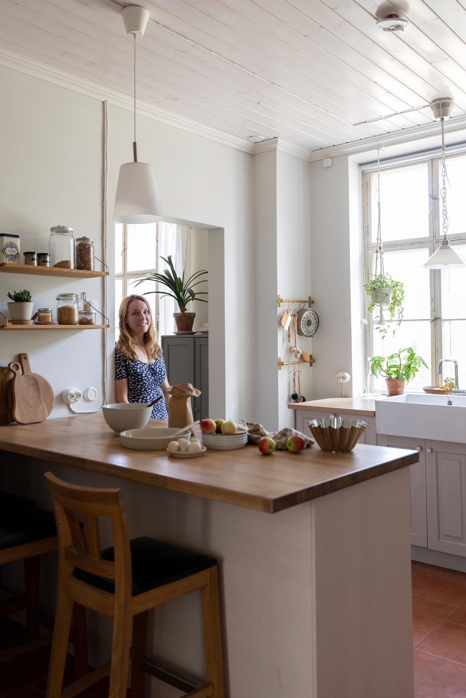 A kitchen island in the old primary school’s kitchen