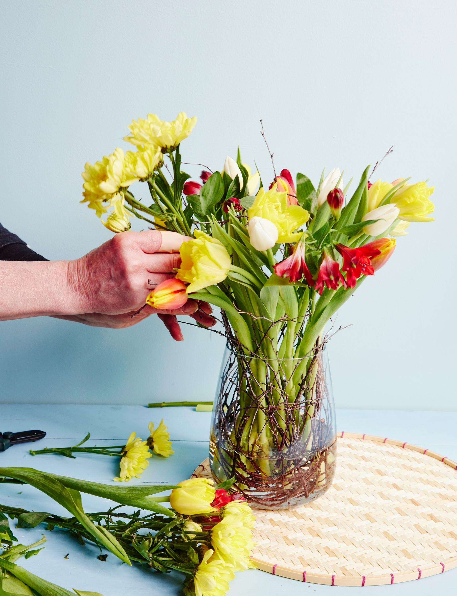 An Easter bouquet made with supermarket flowers