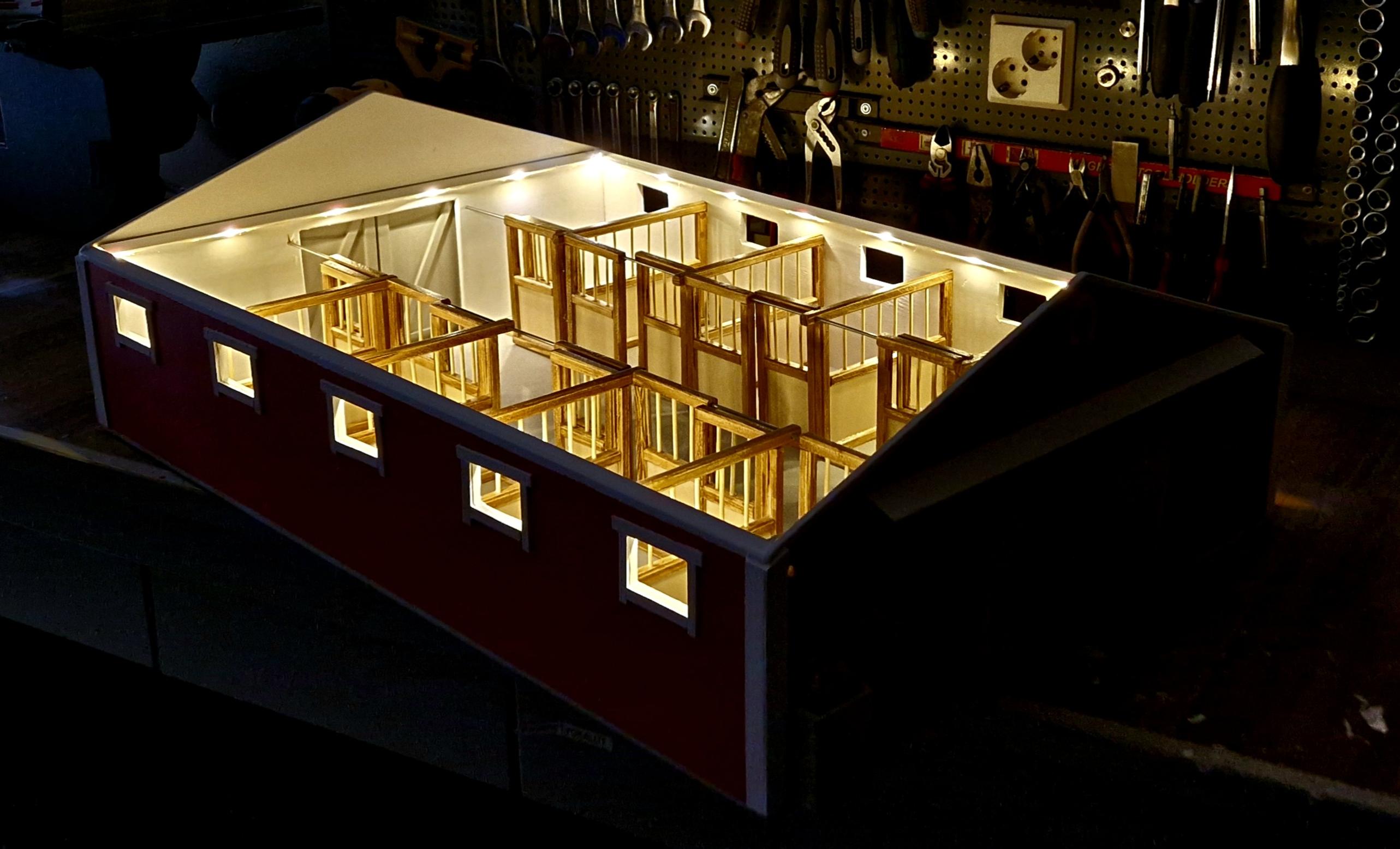 The horse stable in the dark