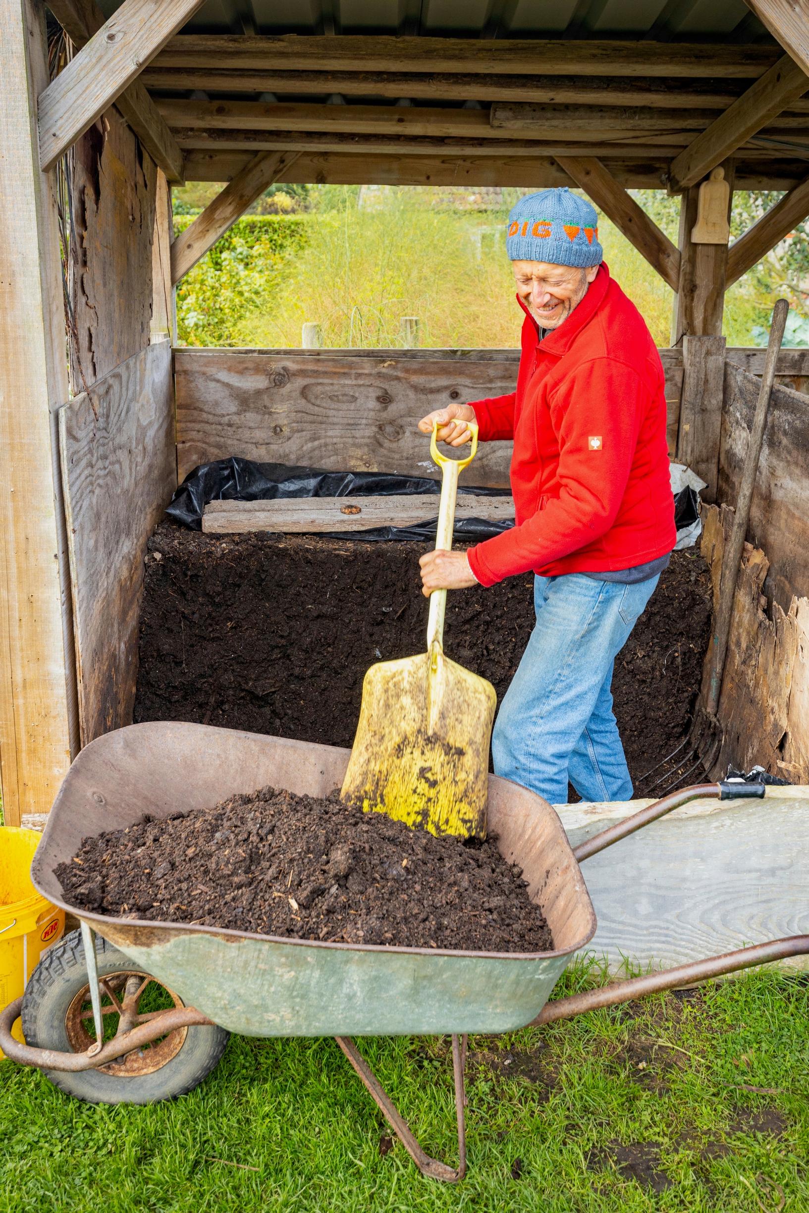 Charles Dowding composts all the plant waste from his garden.