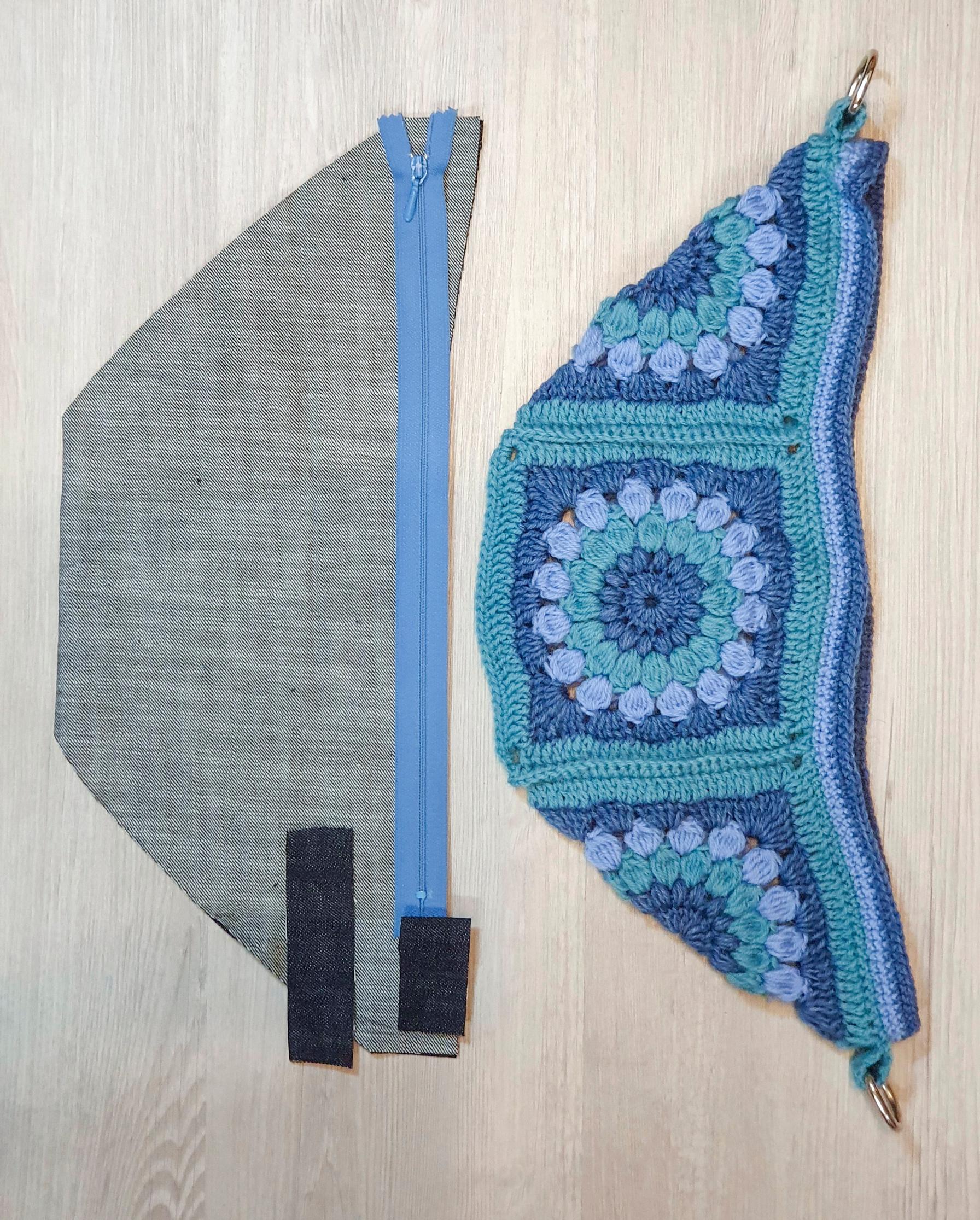 Lining and outer piece of the crocheted belt bag