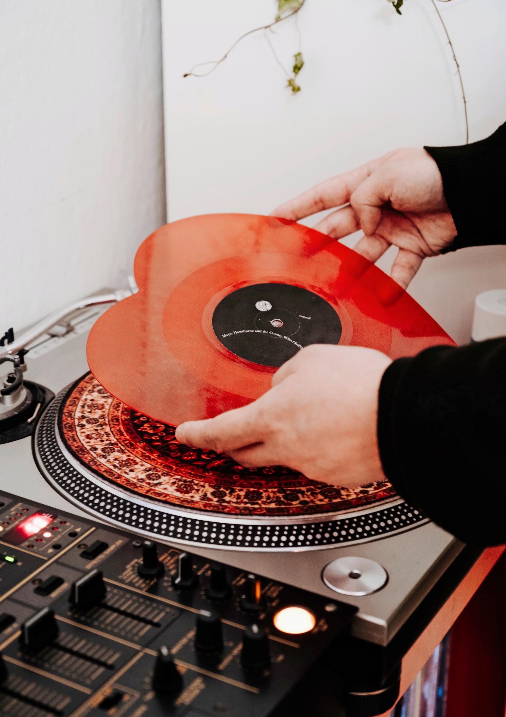 Photo of a heart-shaped LP record.