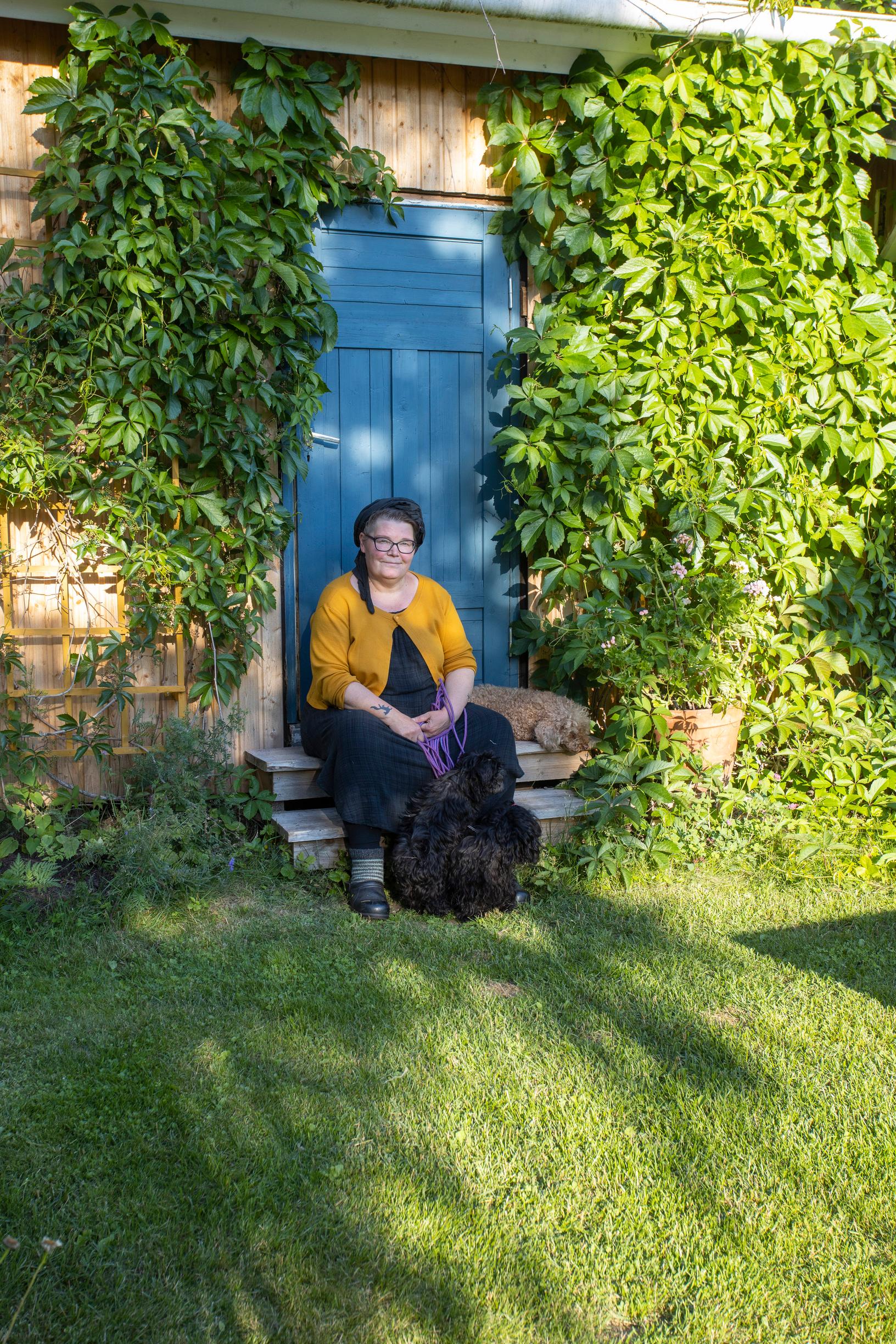 Maikki in her garden