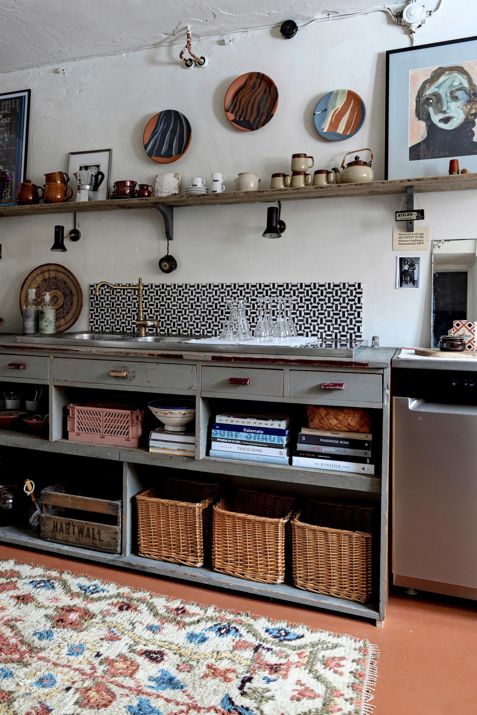 Old house kitchen renovated with recycled materials