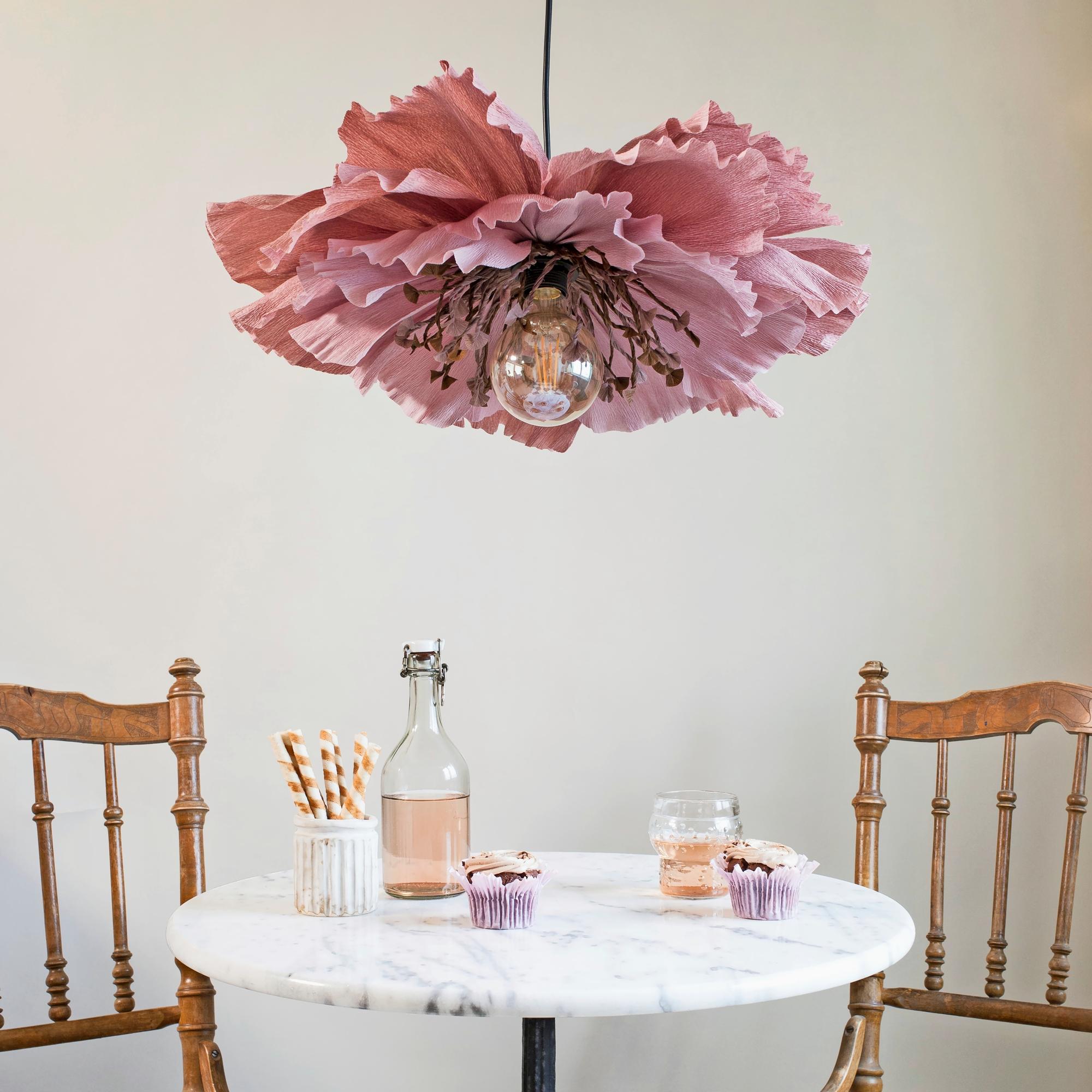 Oh, how lovely! Create a giant, trendy flower lamp from crepe paper