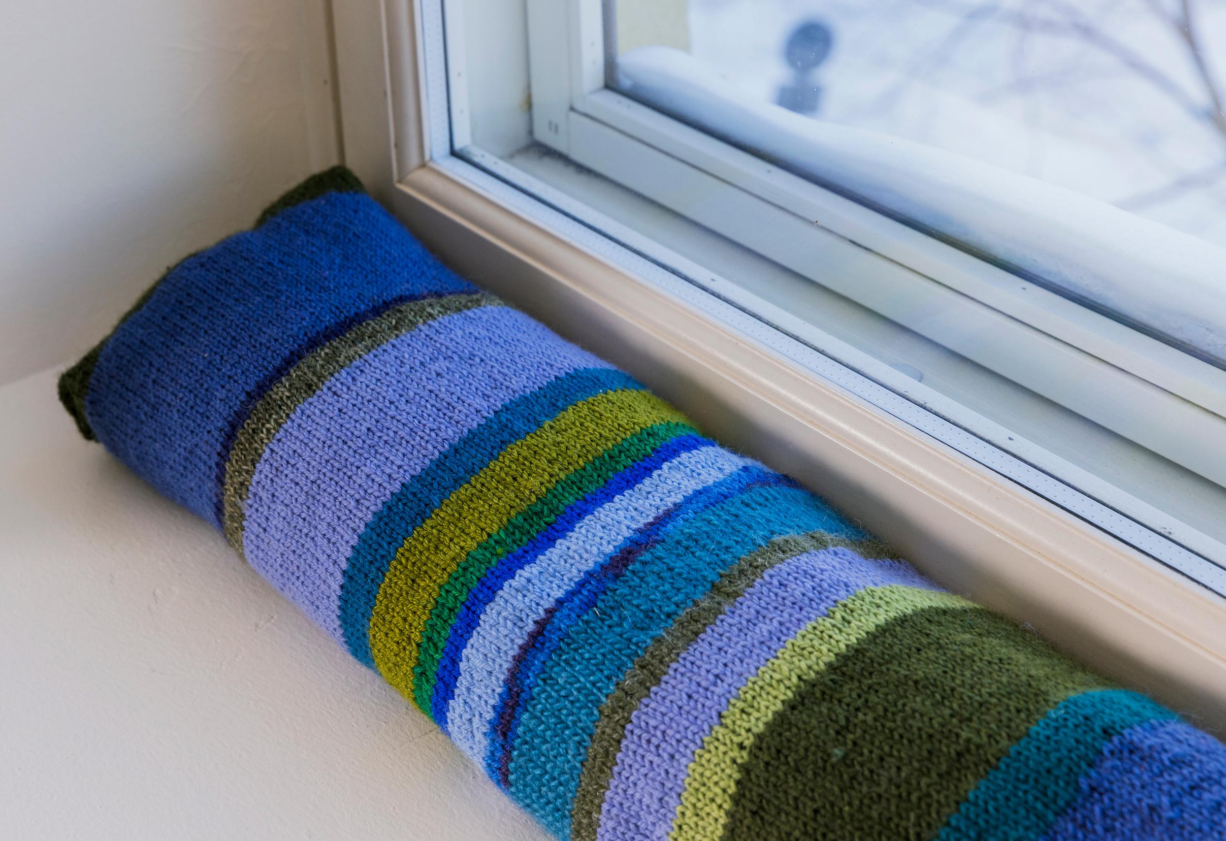 Draft stopper on a windowsill