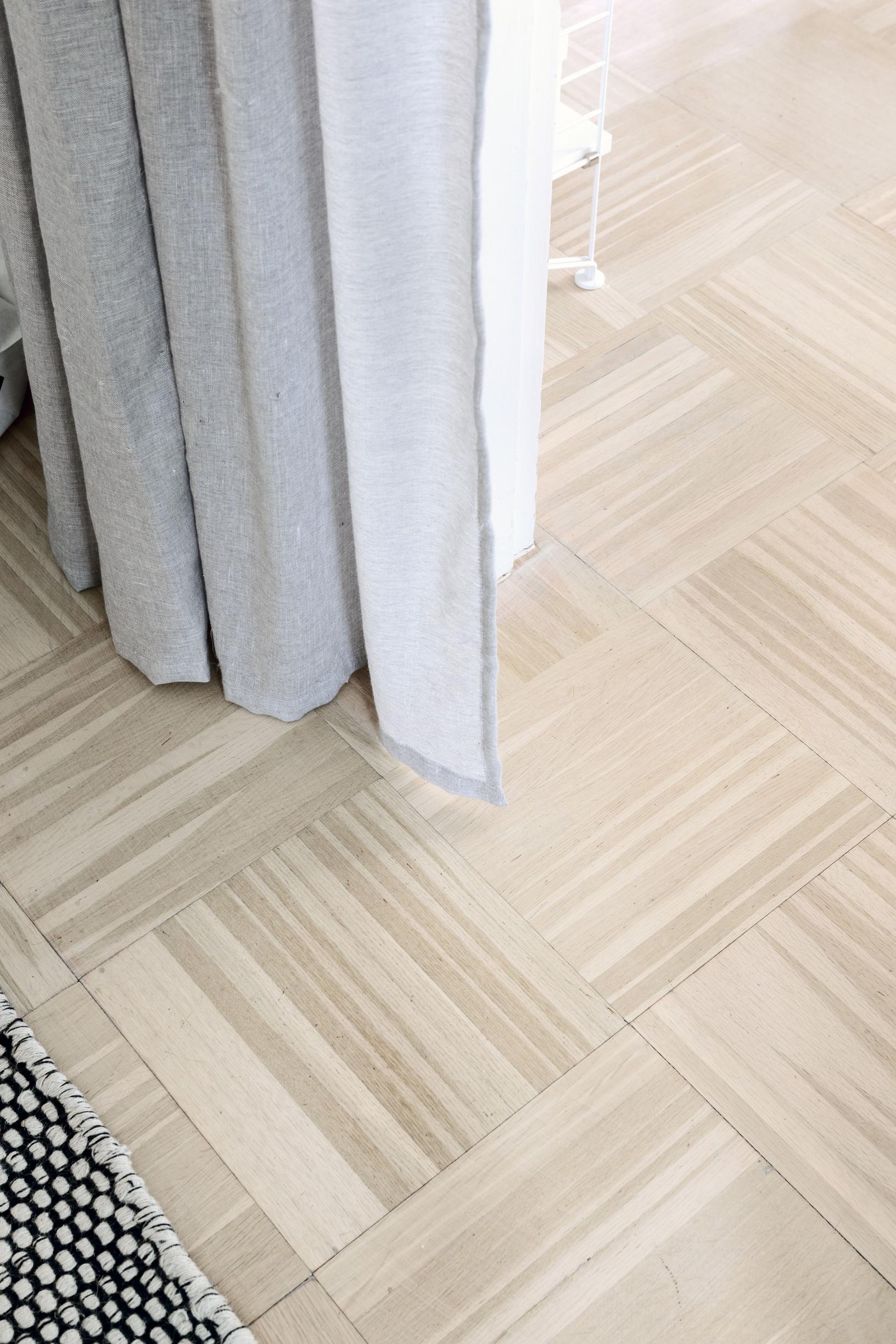 Close-up of sanded and lacquered parquet.
