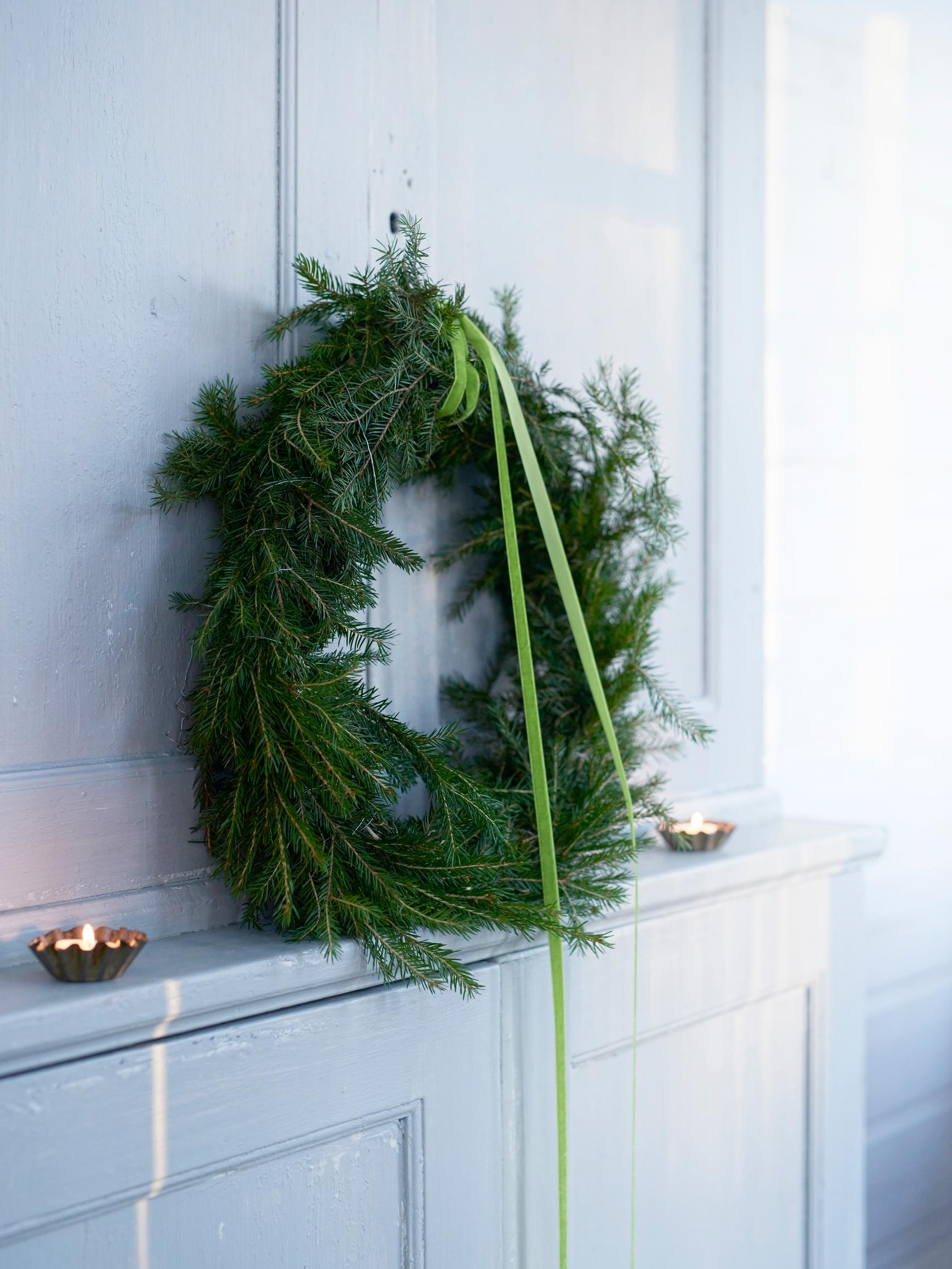 Christmas wreath made of real evergreens