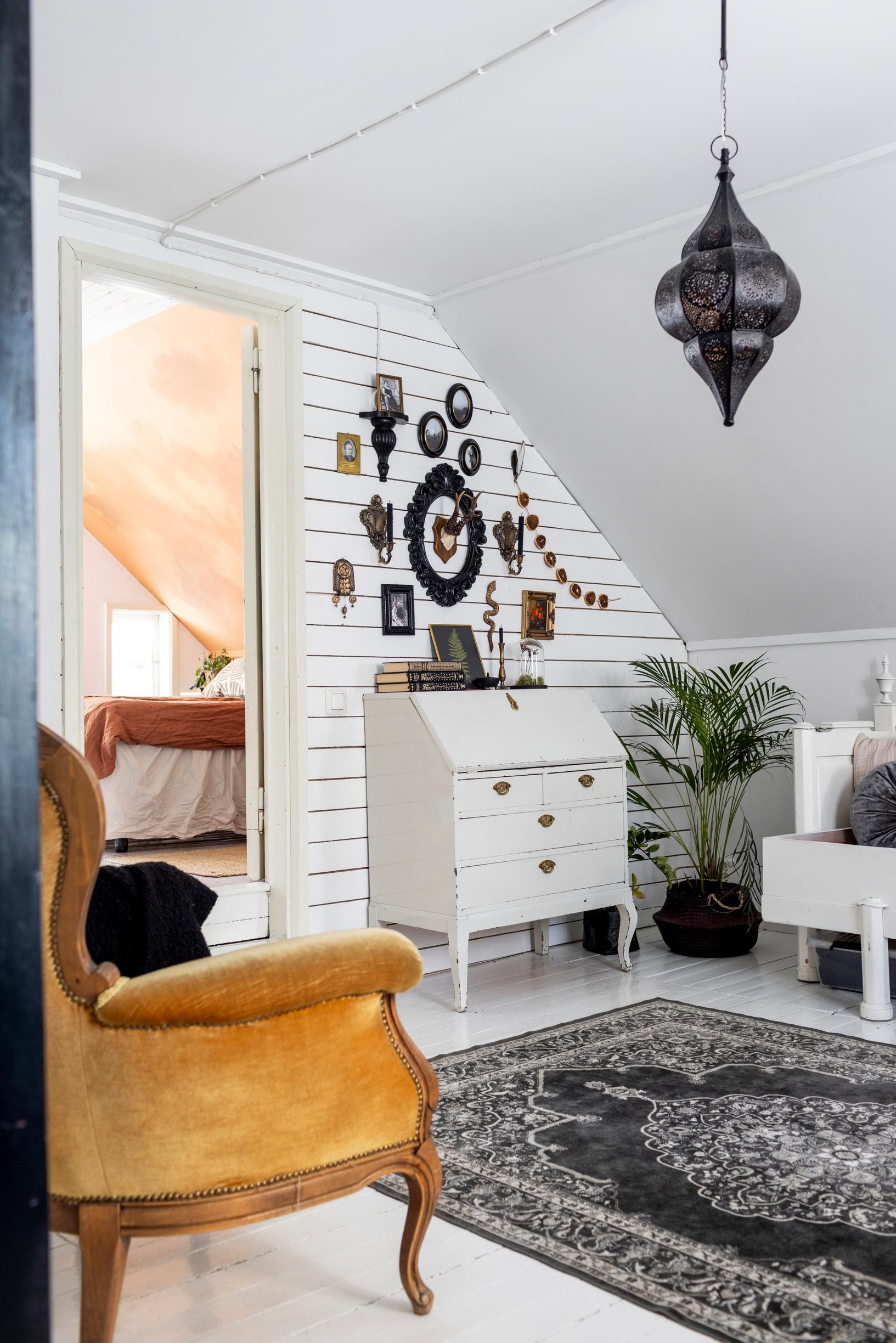 A collage of pictures and a dresser