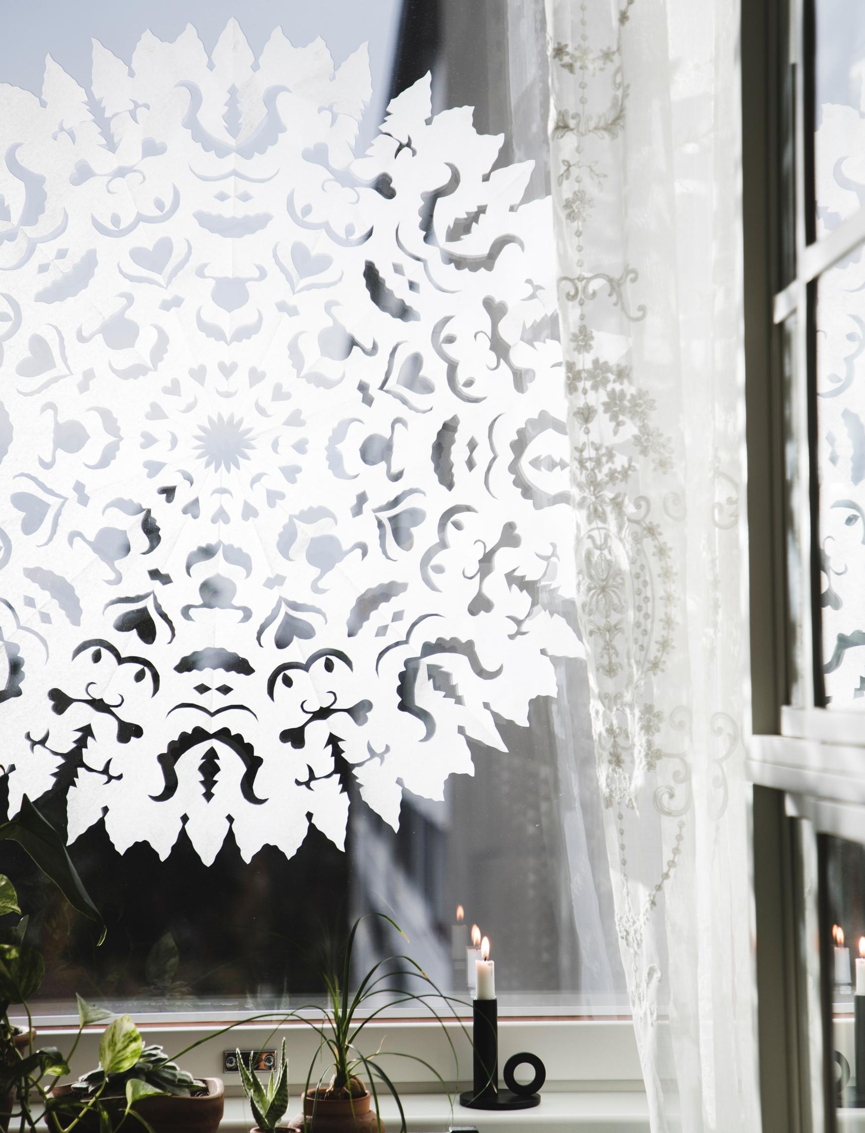 Giant snowflake in the window