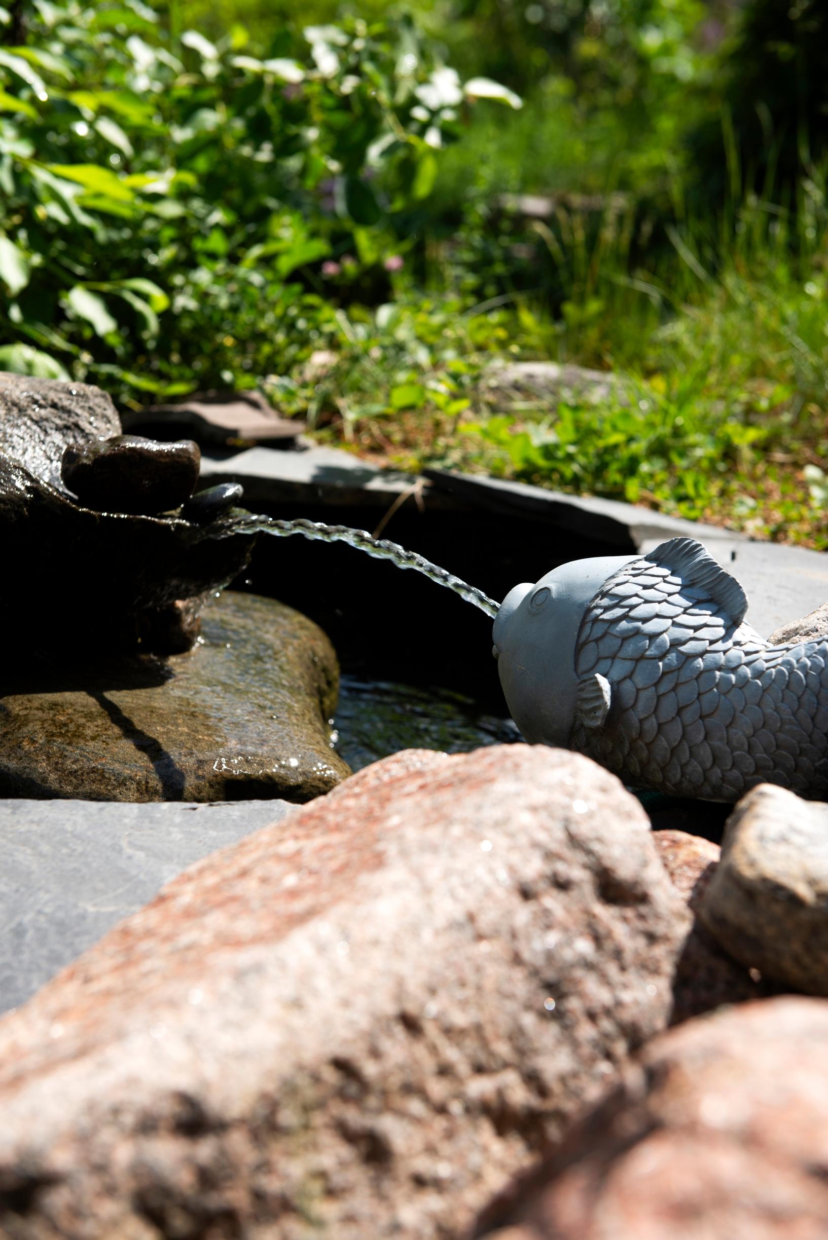 a water feature in the garden