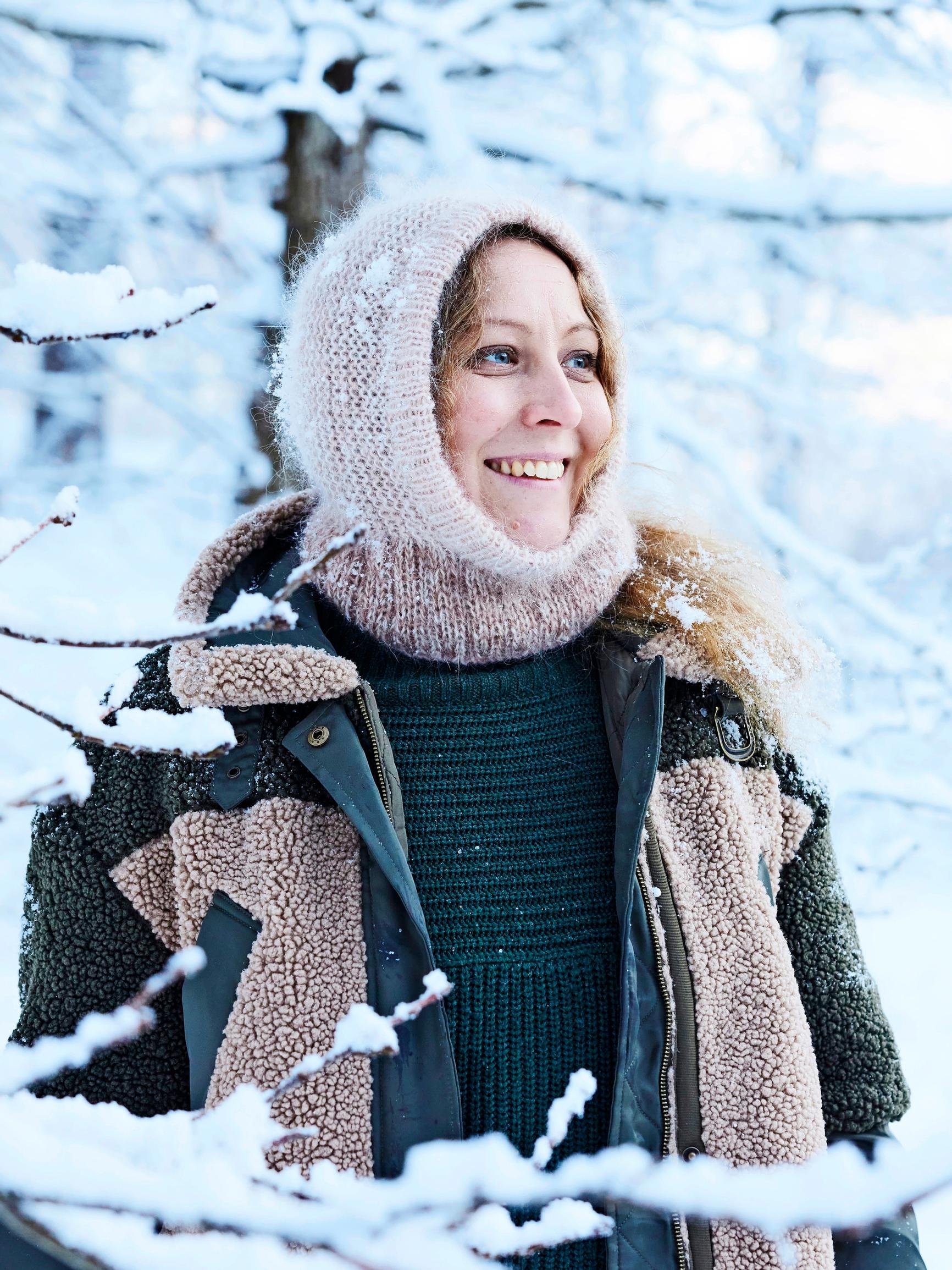 Knit a cozy balaclava with leftover mohair yarn