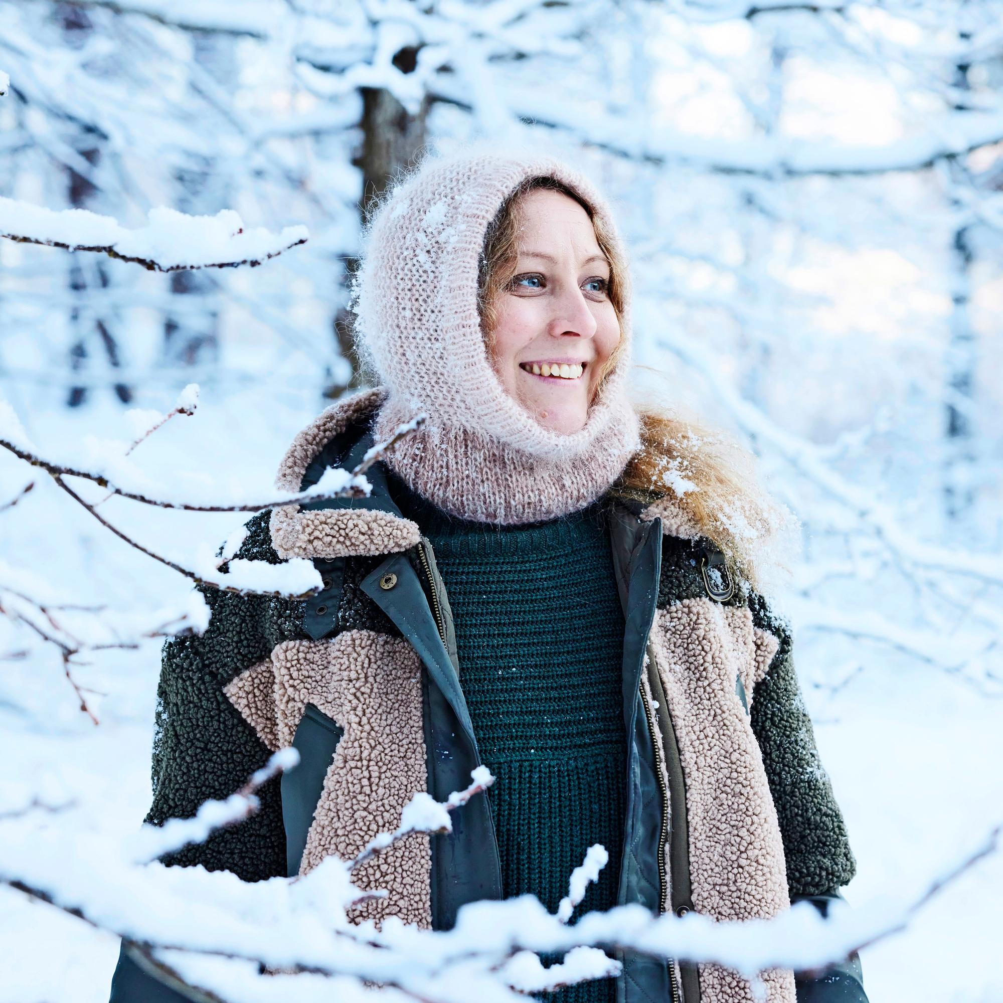 Knit a cozy balaclava with leftover mohair yarn