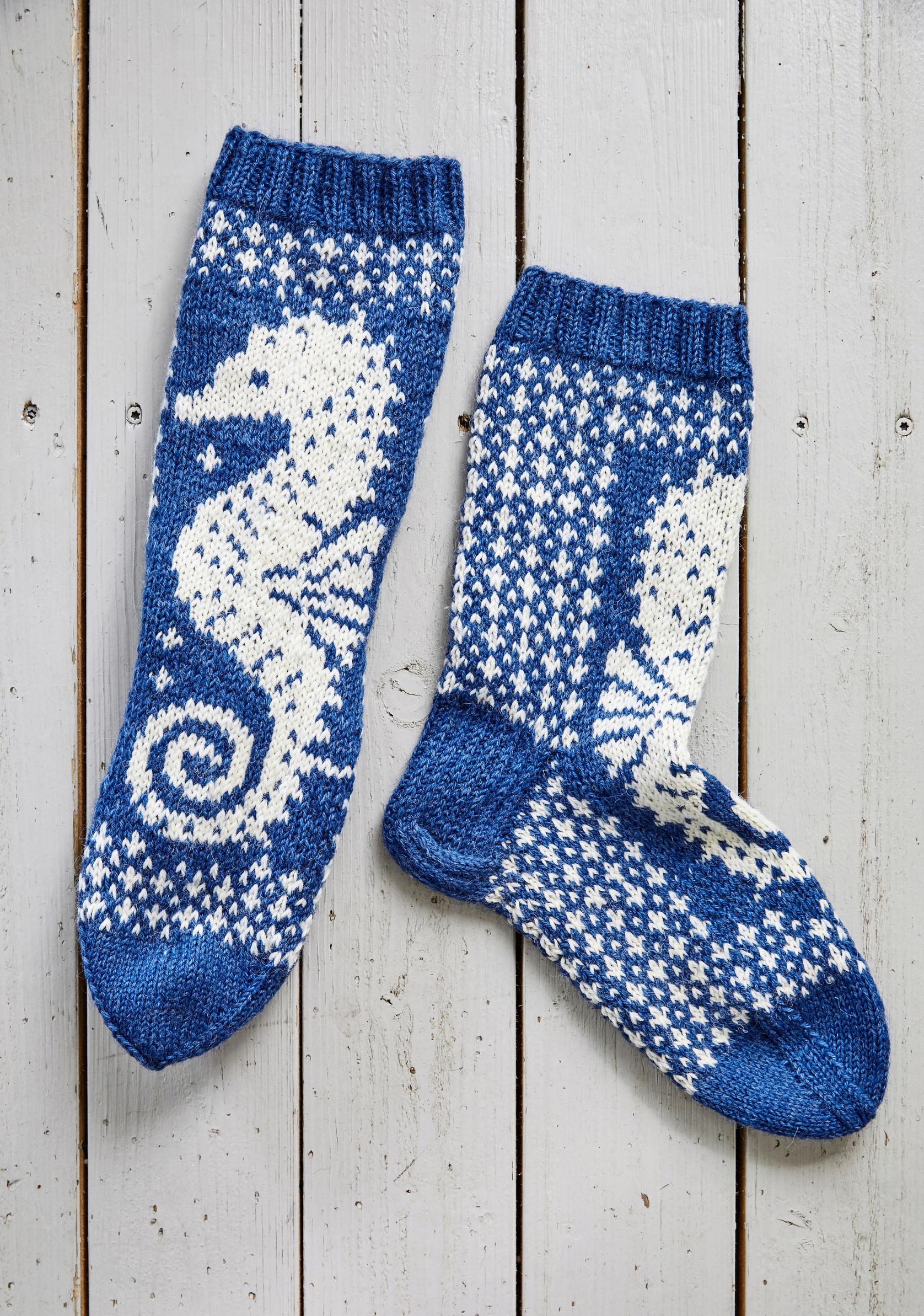 Knitted seahorse socks