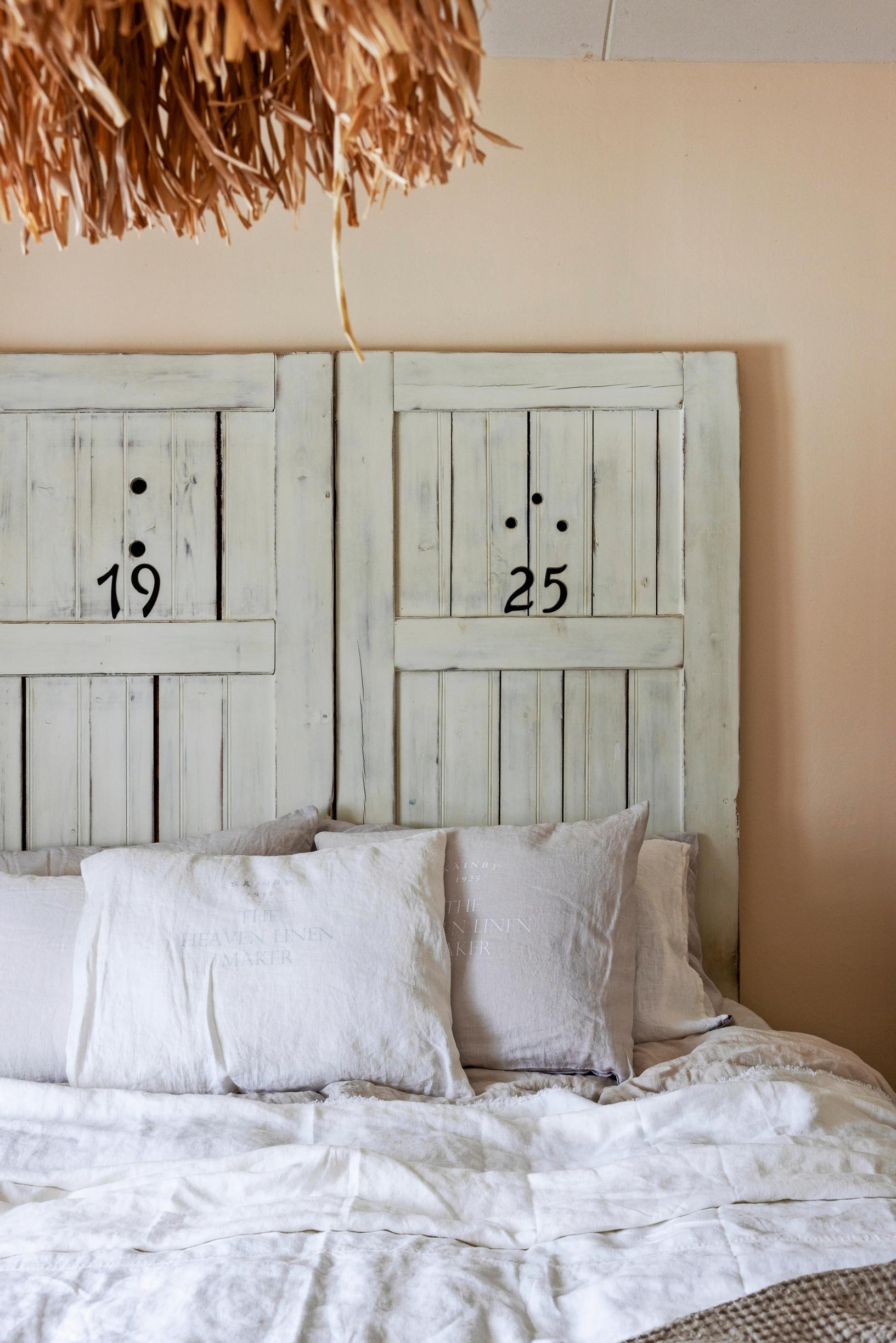 A headboard made from doors