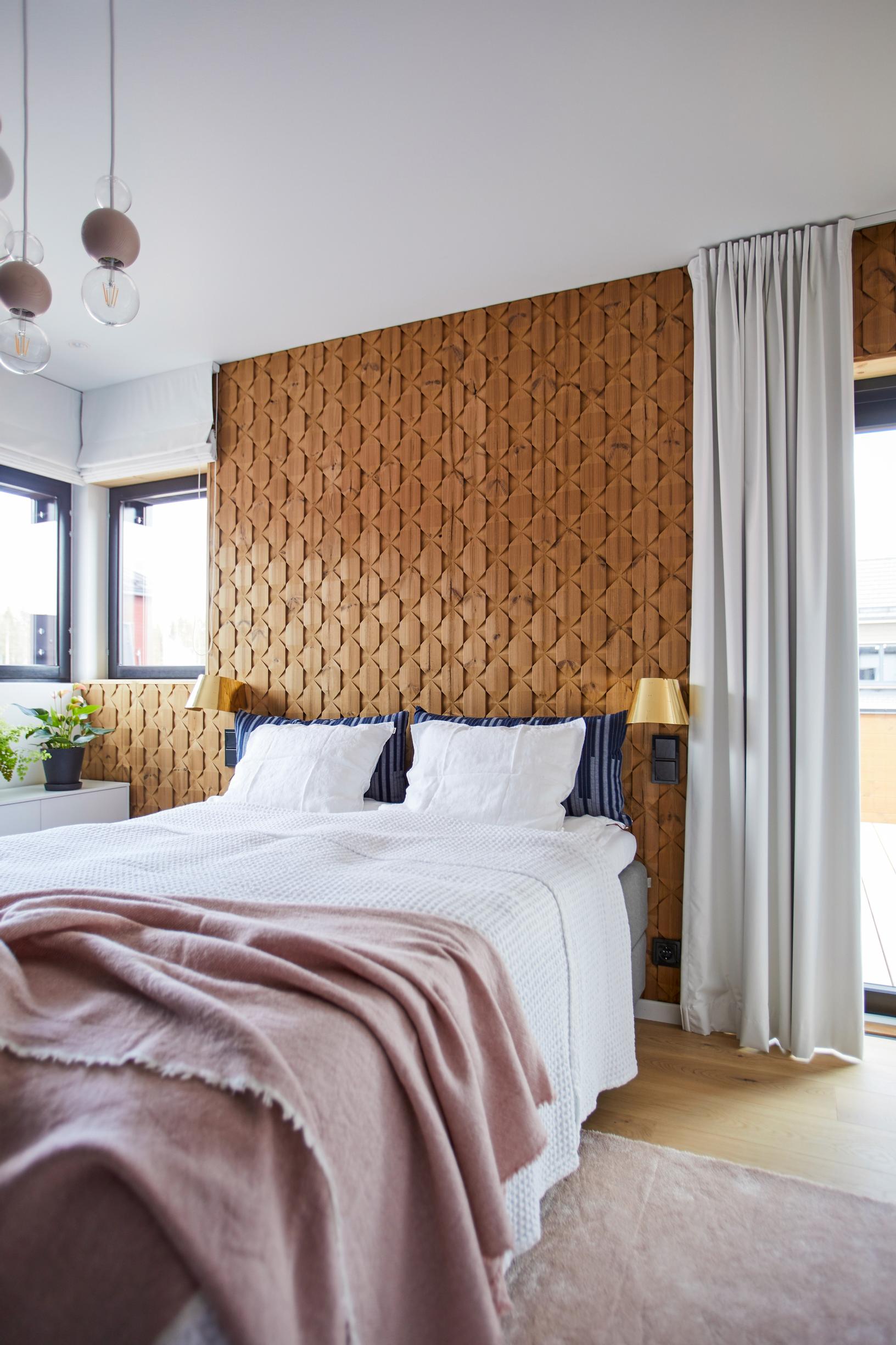 Paneled wall as a headboard