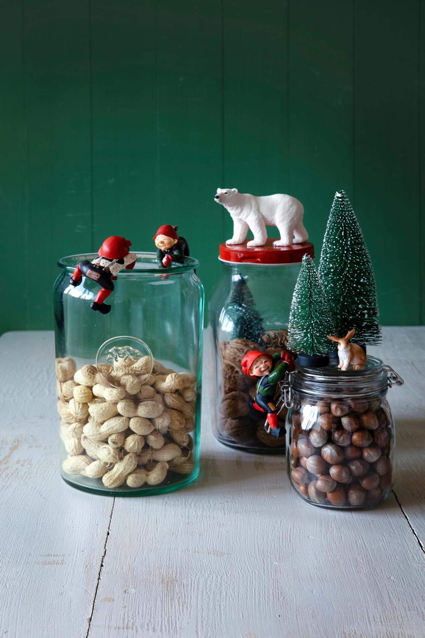 Christmas jars filled with nuts