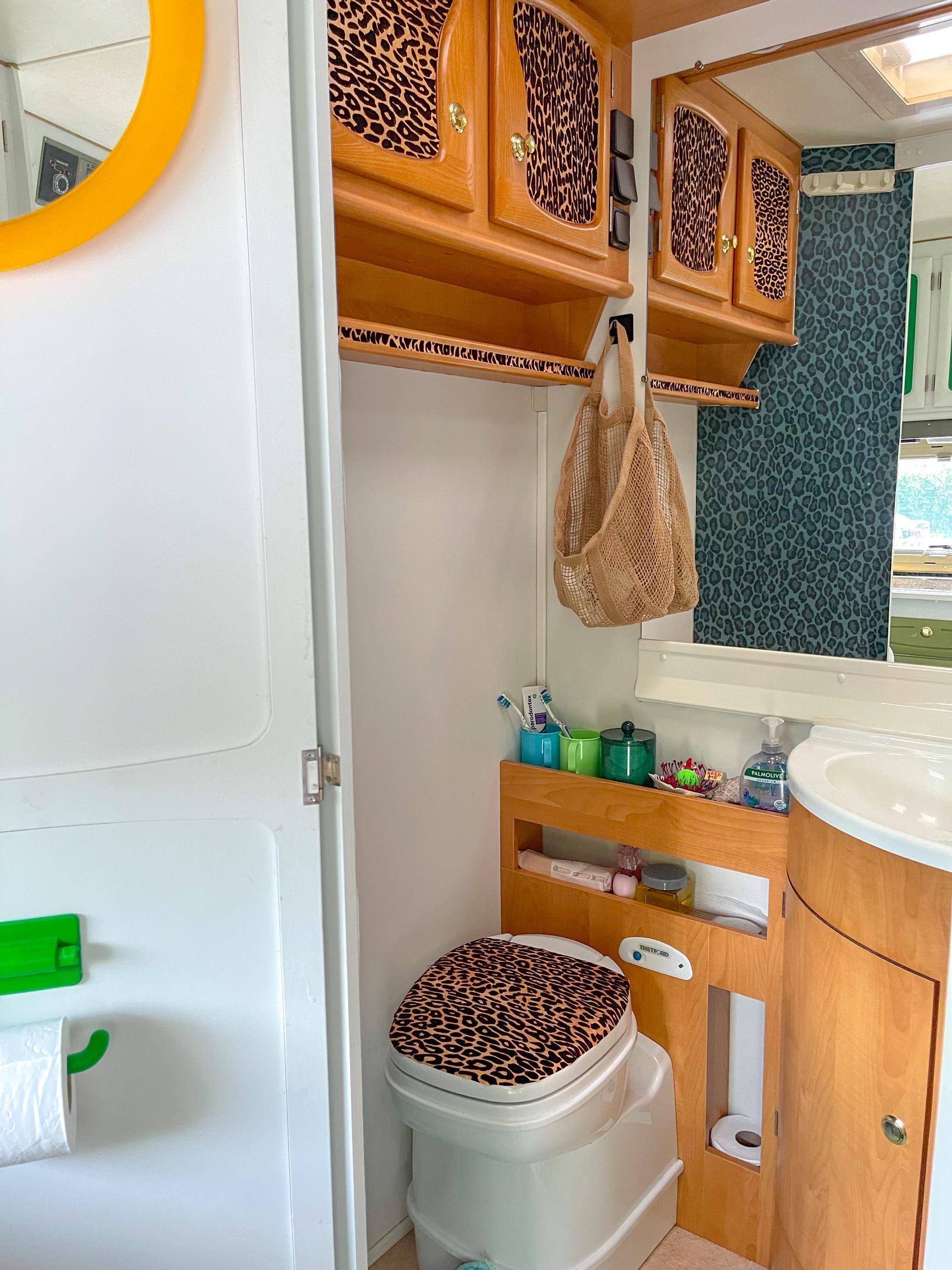 The bathroom in Mira’s RV.