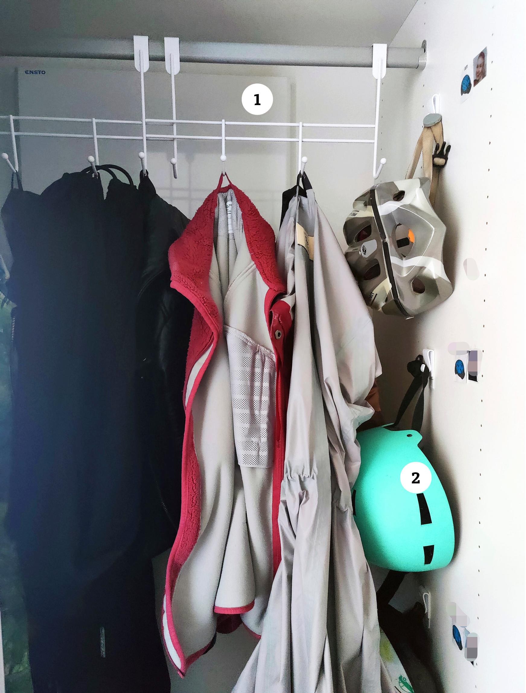 Clothes in the entryway closet