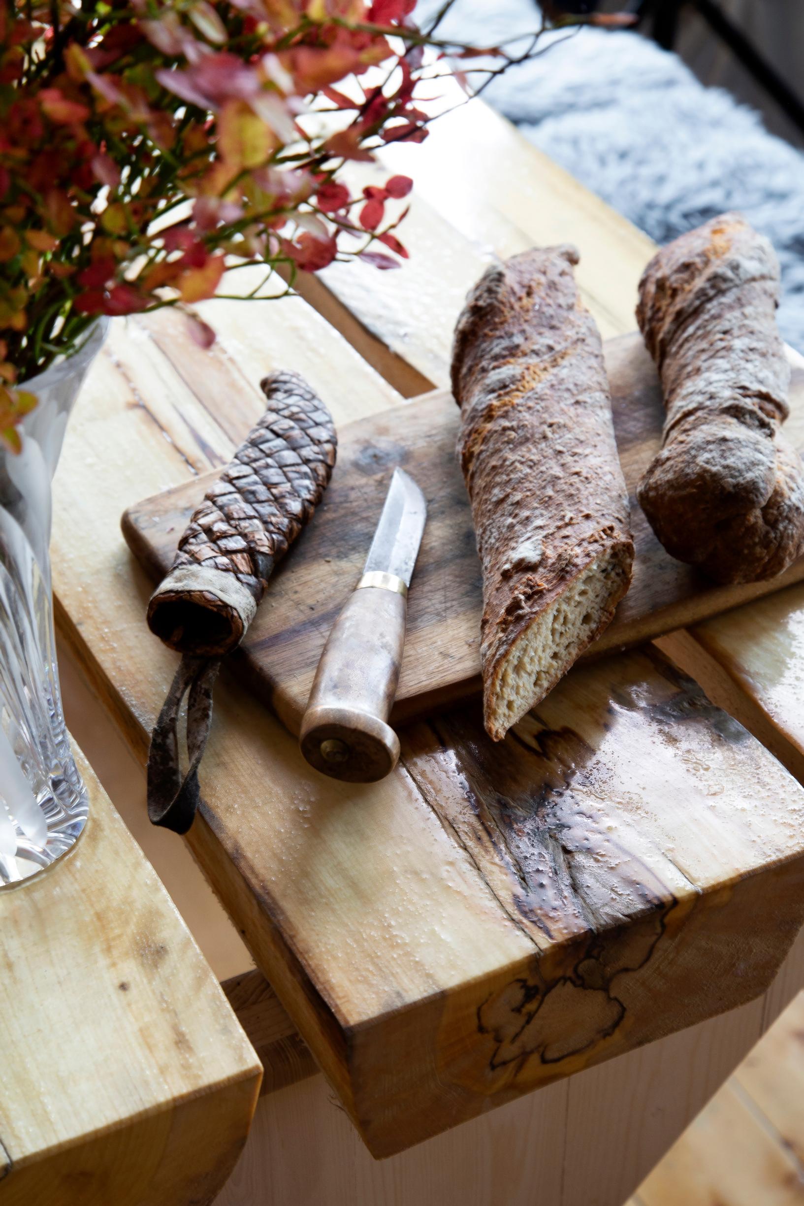 Hand-carved items and a knife