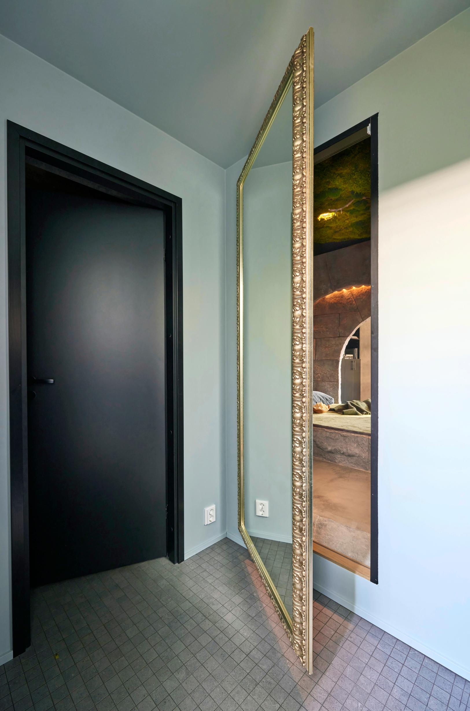 A secret door behind the mirror