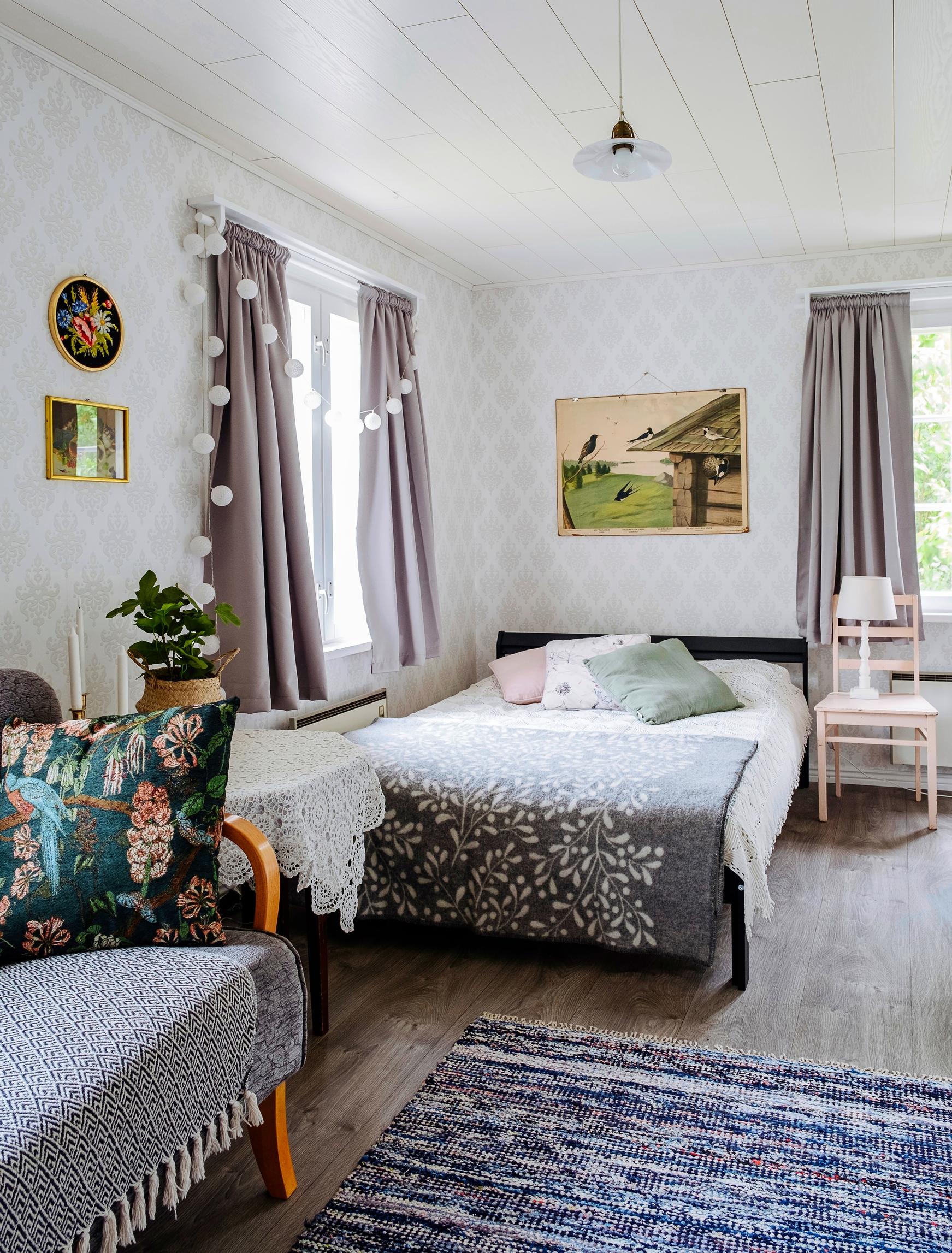 A double bed in the home’s large bedroom