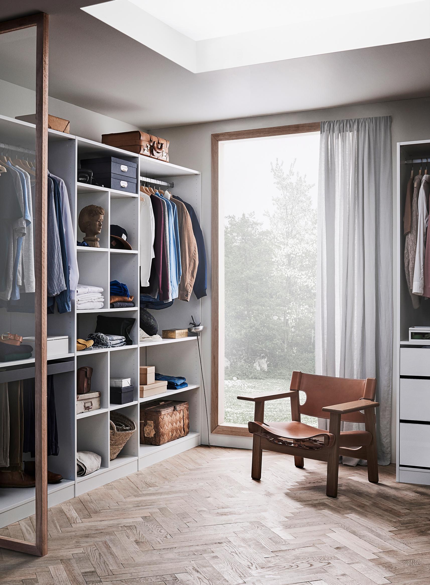 Walk-in closet with a large window