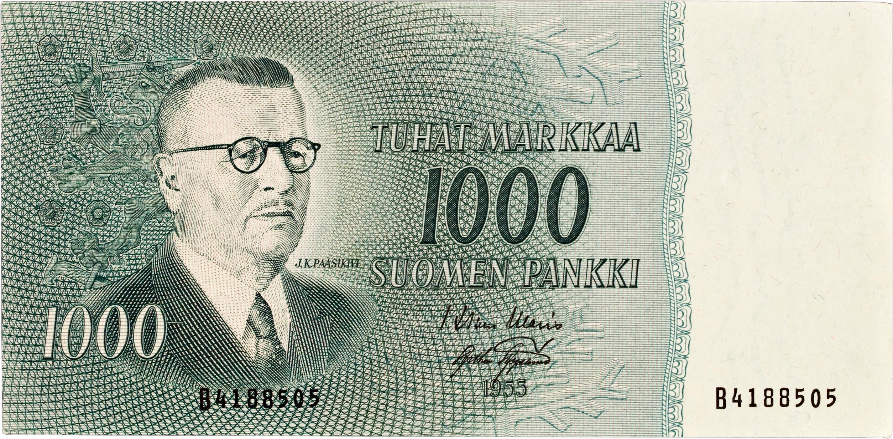 A thousand-mark note designed by Tapio Wirkkala.