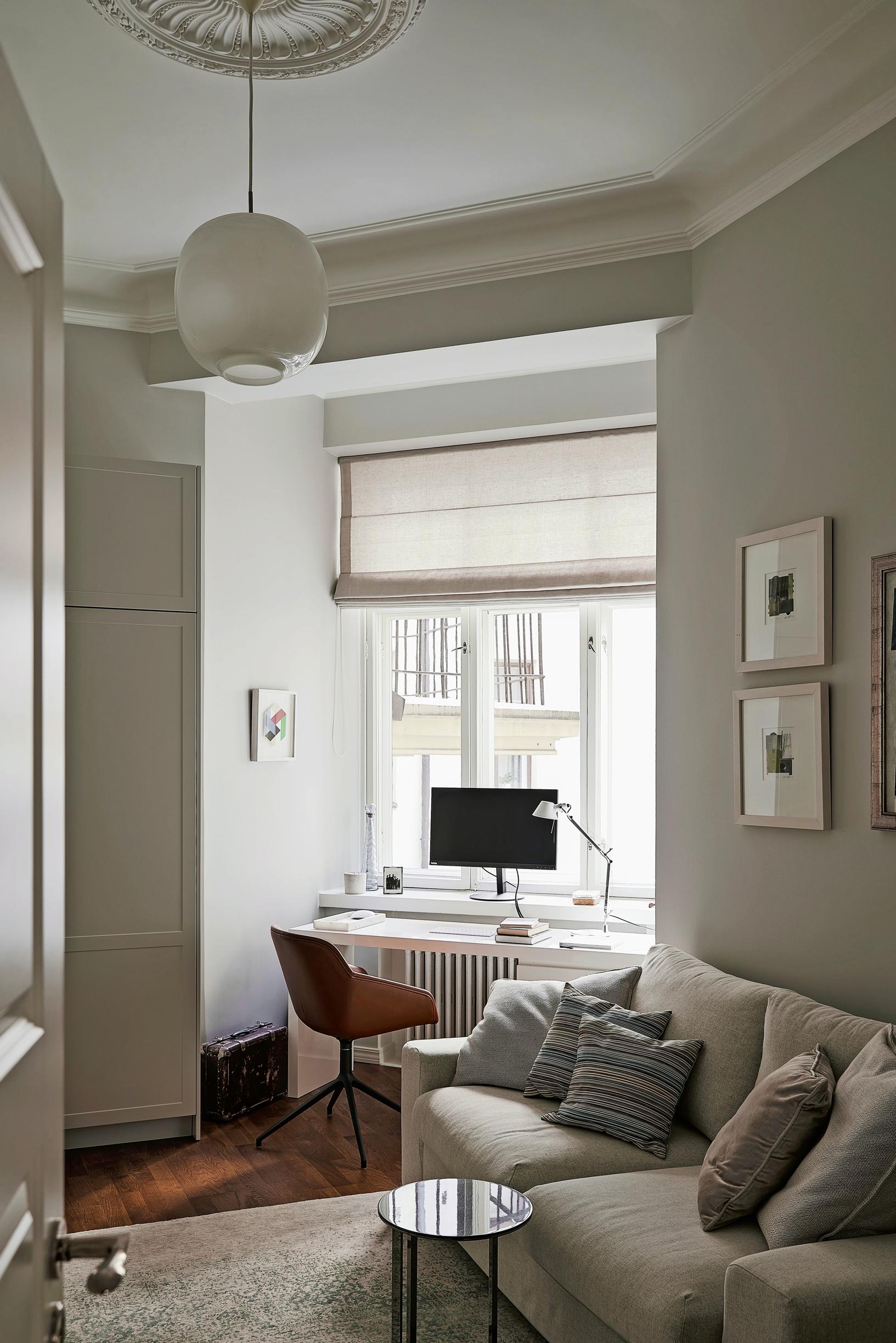 A sofa bed in Tero's workspace