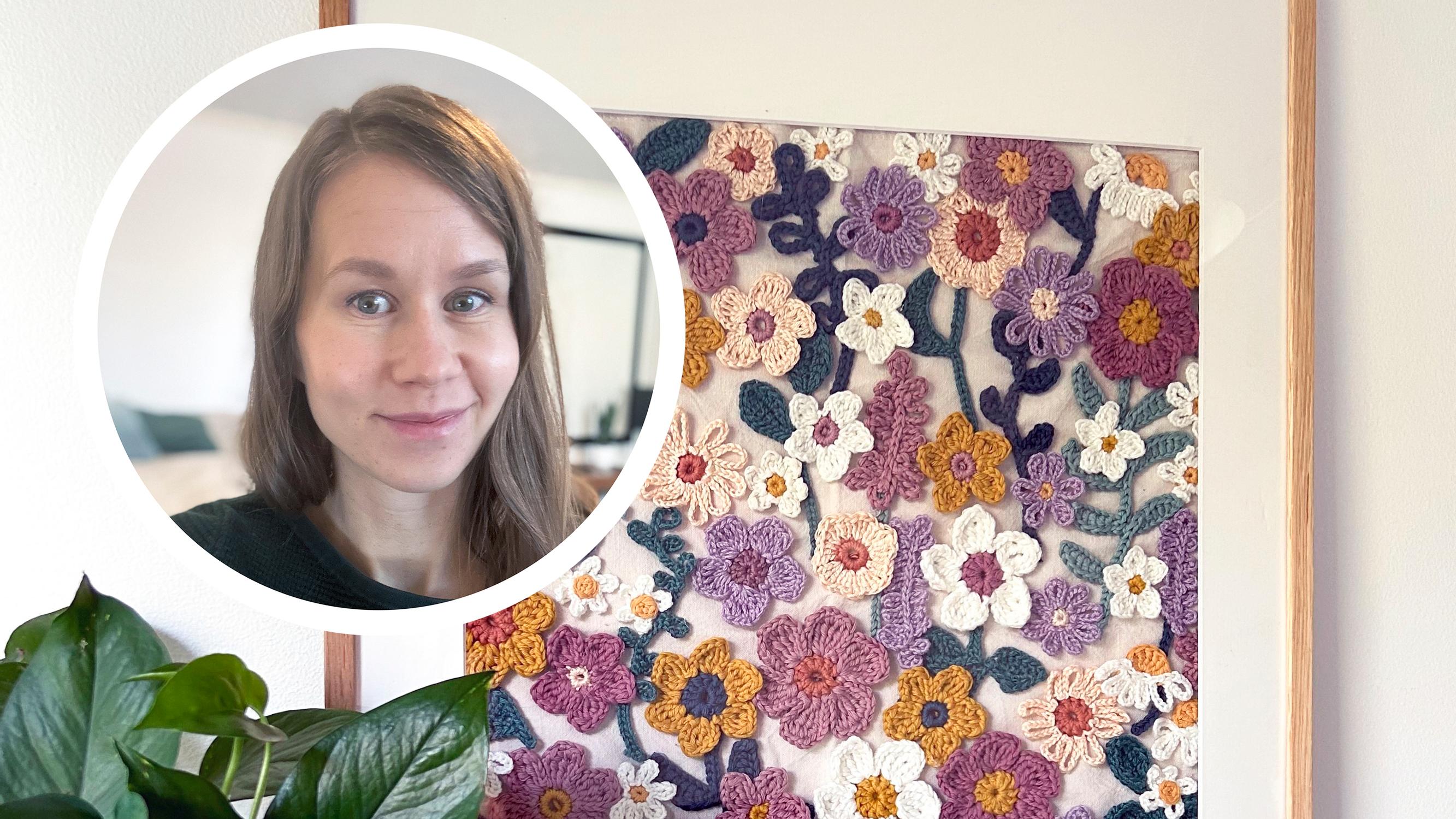 Flower art from leftover yarn: “When painting didn’t work out, I got the floral artwork of my dreams by crocheting”
