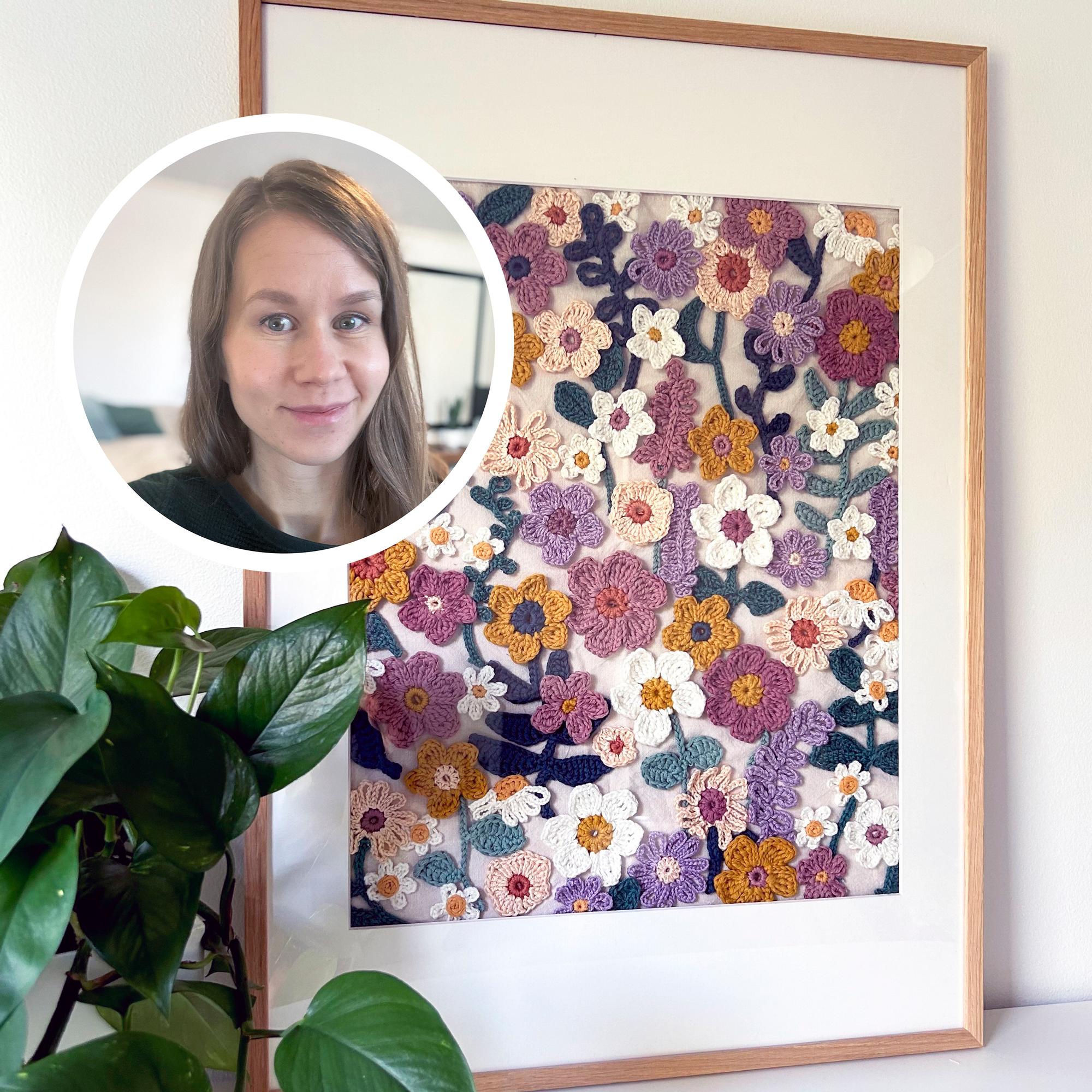Flower art from leftover yarn: “When painting didn’t work out, I got the floral artwork of my dreams by crocheting”