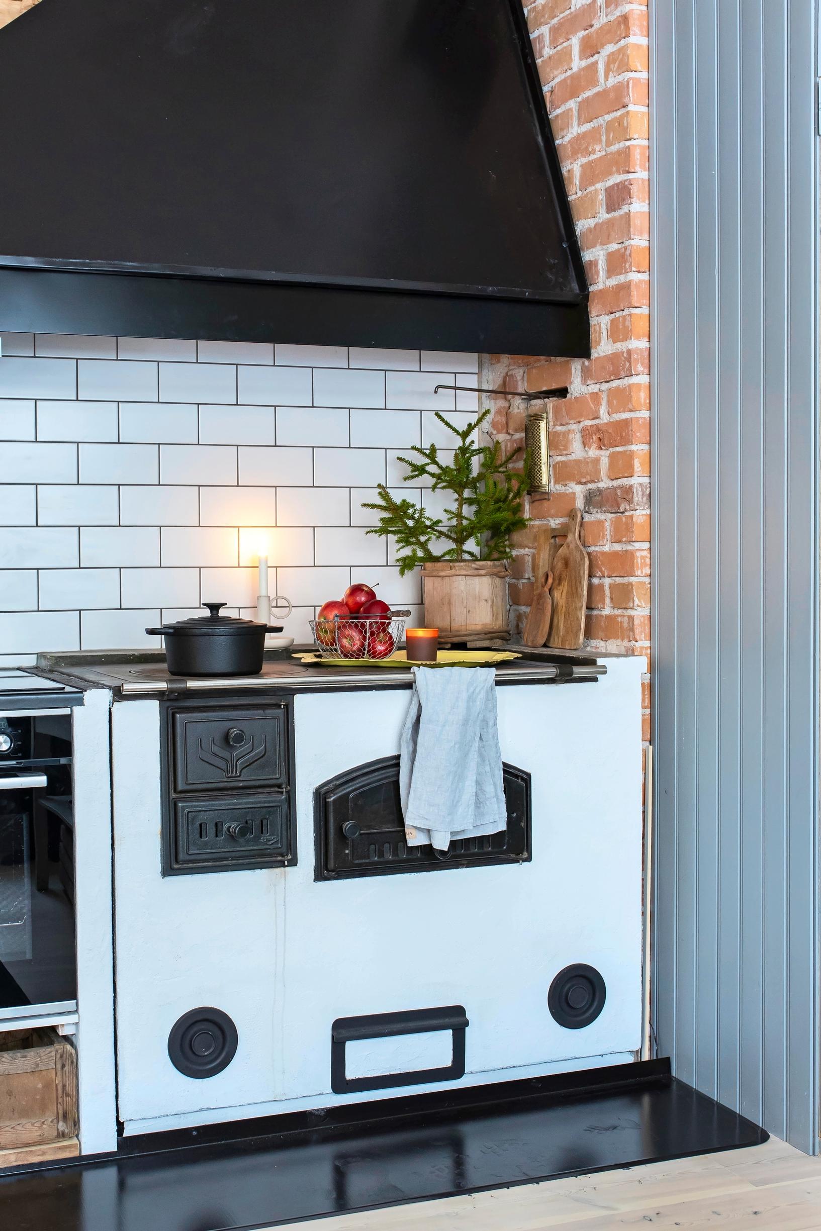 A wood-burning stove in the old vicarage