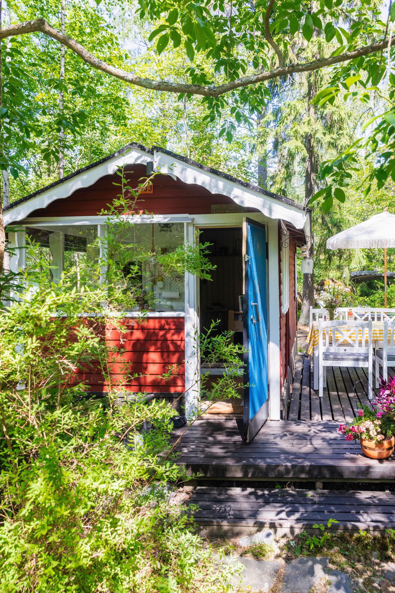 a red summer cabin