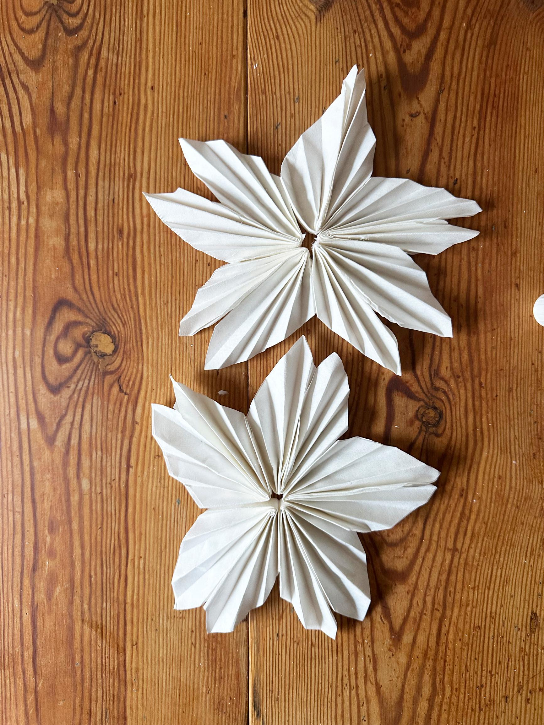 Finished coffee filter stars.