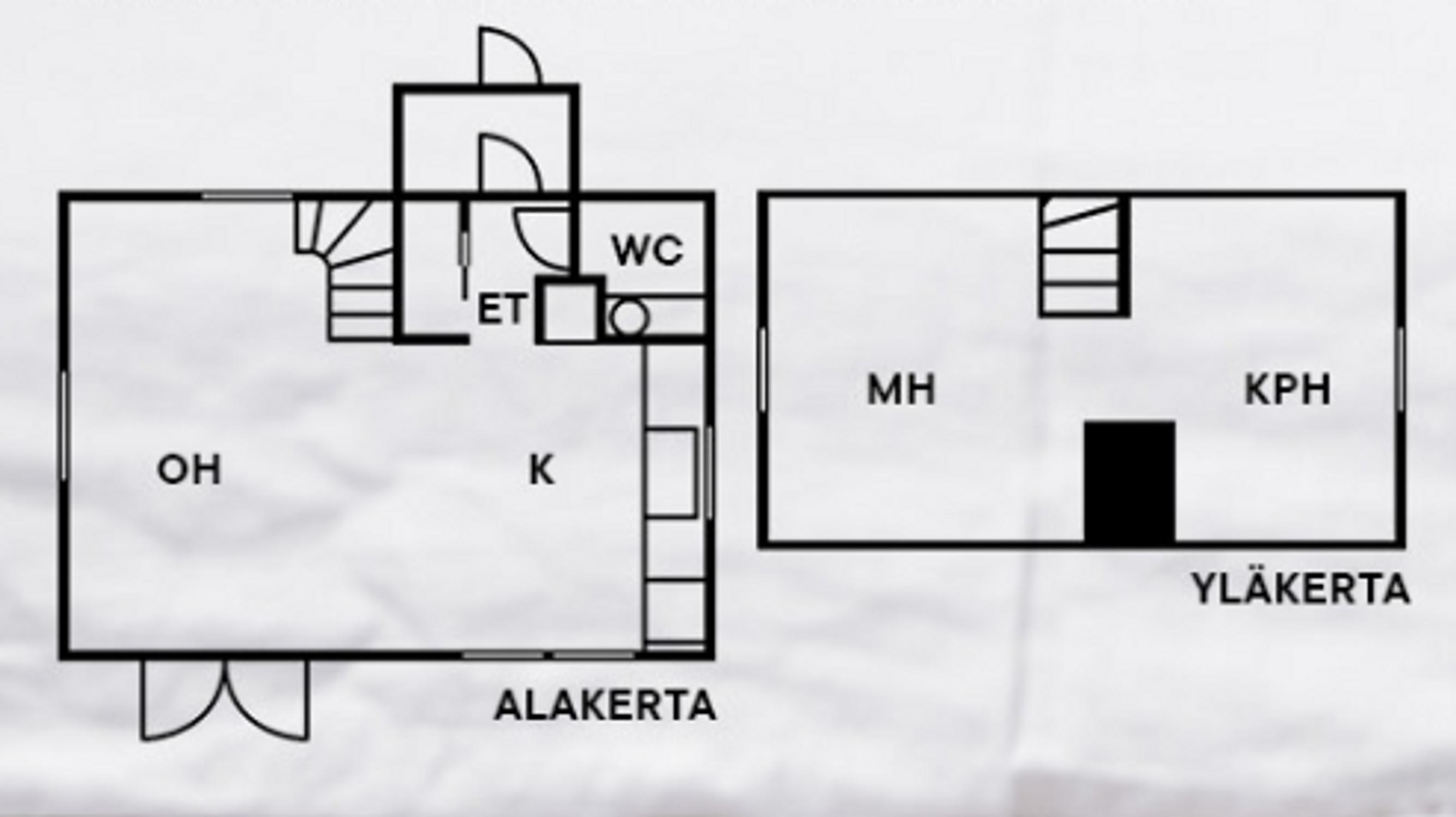 Floor plan of the approximately 60-square-meter log house completed in 1928