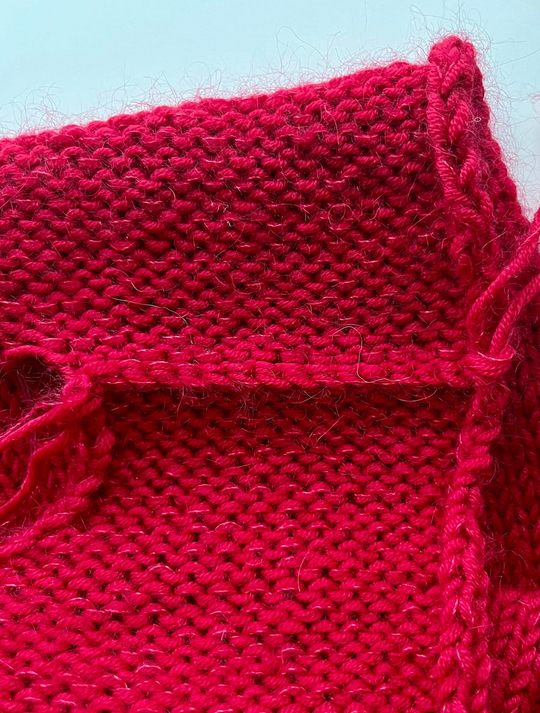 Grafted shoulder seam from the wrong side